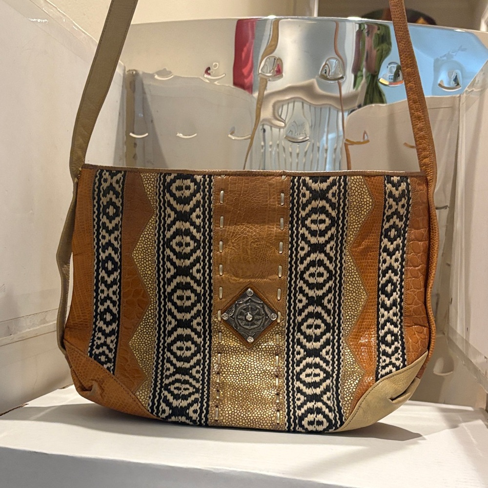 Bohemian Tan and Gold Shoulder Bag